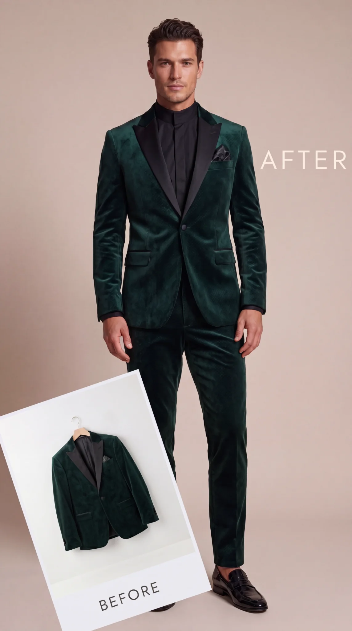 Before and after menswear tailoring visual