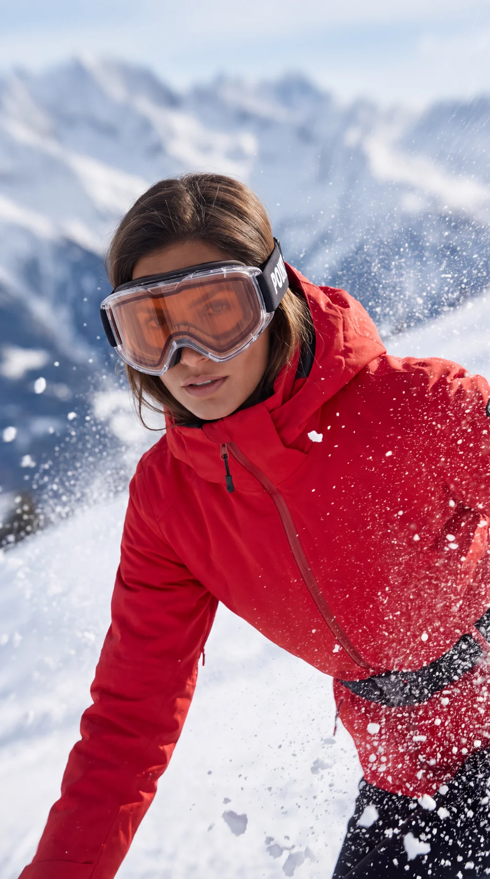 Dynamic snow campaign wearing POINT eyewear