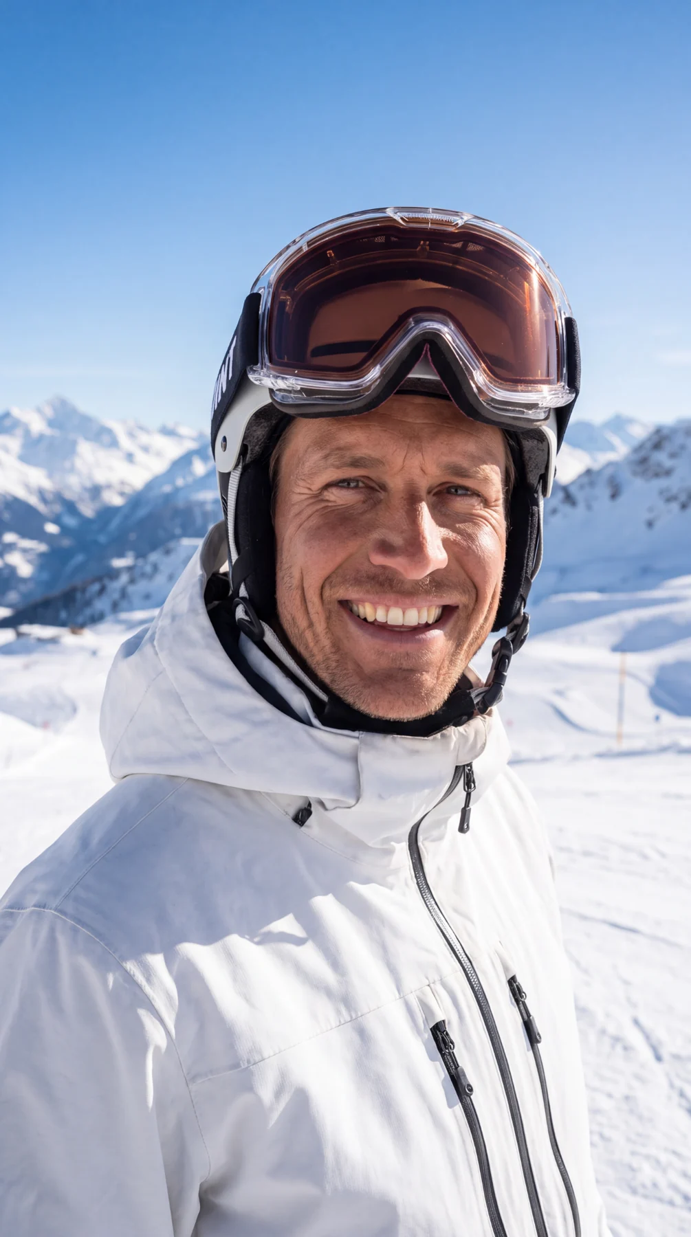Mature male skier wearing POINT eyewear